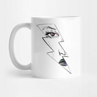 Pretty Eyes Lightning Bolt Glitch Art Lips Mug